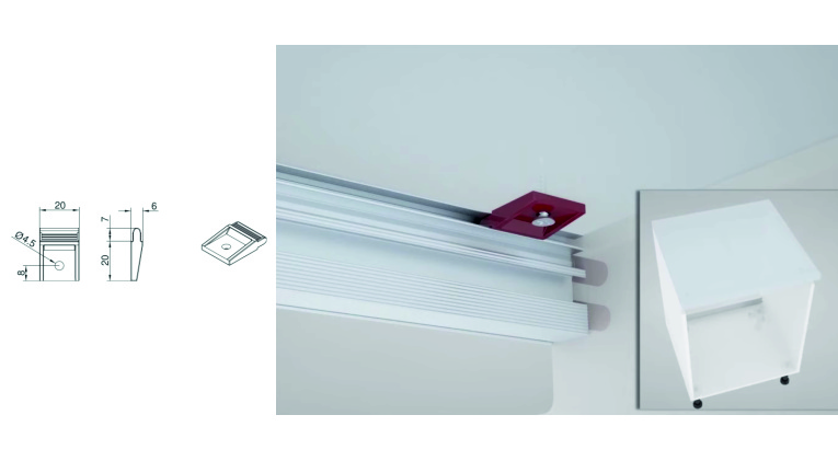Plate for fixing “Catenaria” profile to worktop Plate for fixing “Catenaria” profile to worktop